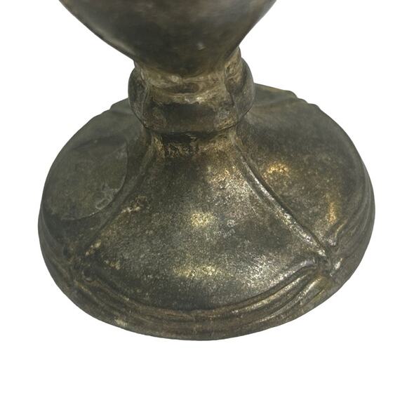 Vintage Silver Plated Tarnished Patina Scrollwork Bud Vase Mini Pitcher w Handle - Picture 4 of 5